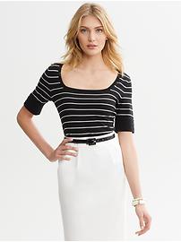 Striped Square-Neck Pullover