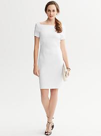 Ponte Knit Square-Neck Sheath