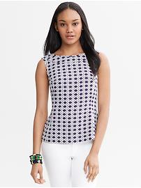Lattice Print Jacquard Peplum Top