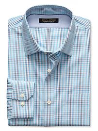Classic-Fit Non-Iron Blue Micro-Plaid Shirt