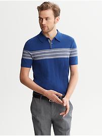 Birdseye-Stripe Sweater Polo
