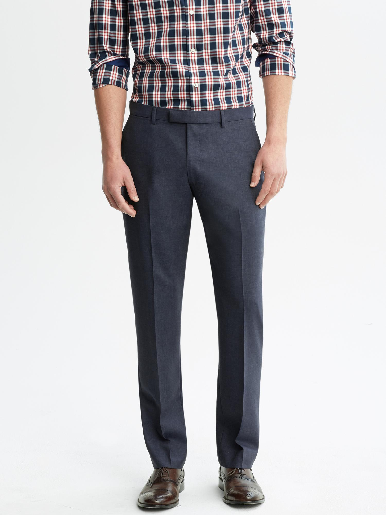 Modern Slim-Fit Navy Wool Suit Trouser