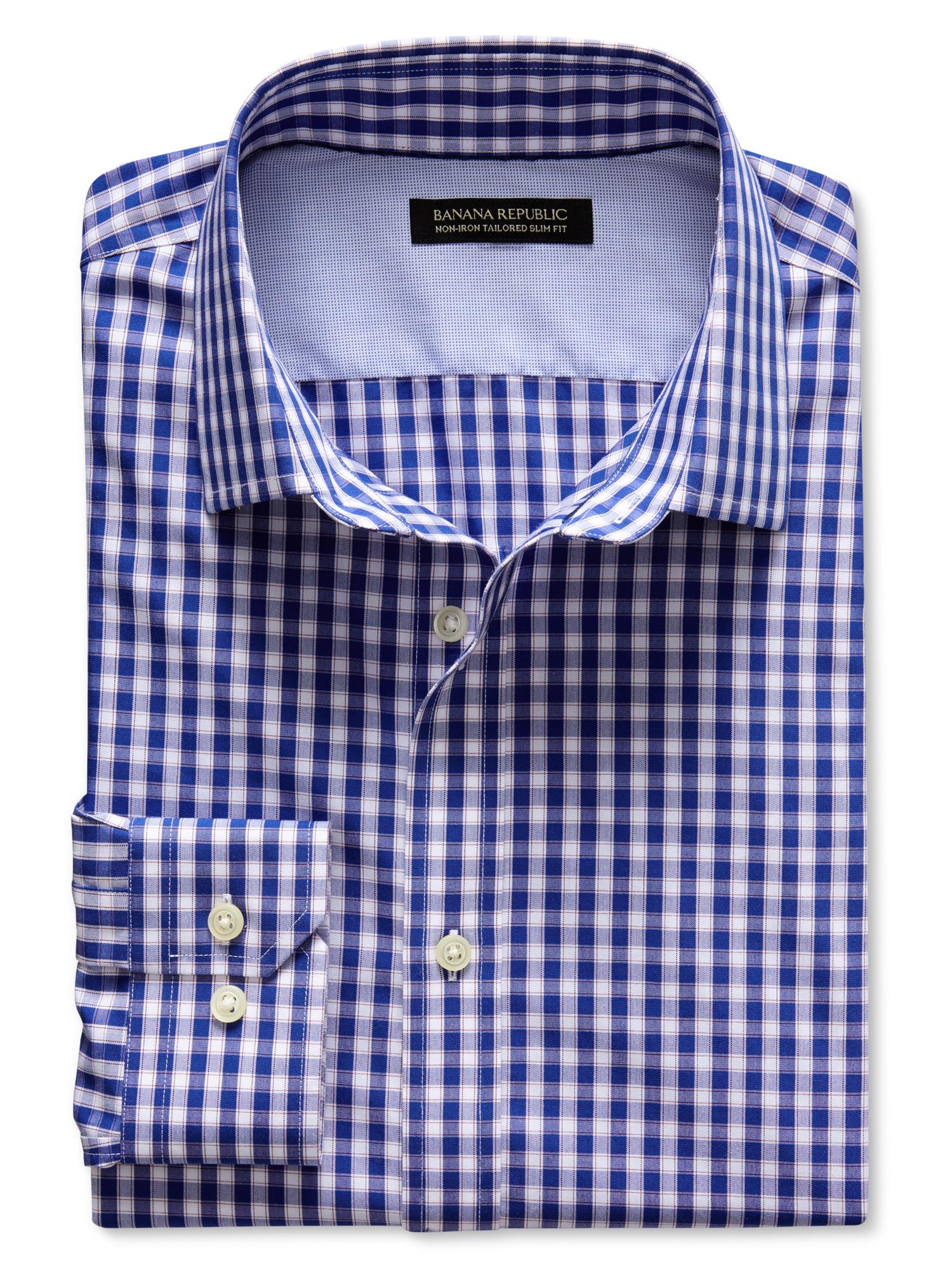 Tailored Slim-Fit Non-Iron Bold Gingham Shirt