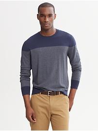 Micro-Stripe Crew-Neck Sweater