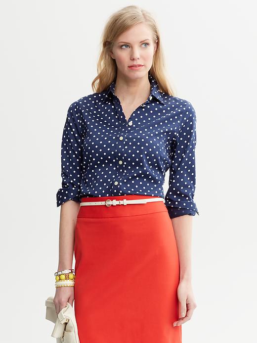Banana Republic Fitted Non Iron Dot Shirt