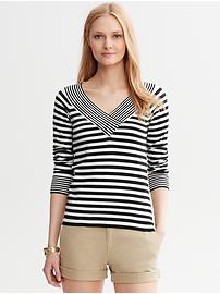 Multi-Stripe V-Neck Sweater