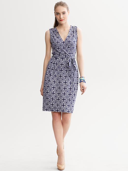 Banana Republic Navy Printed Wrap Dress