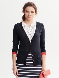 Tipped V-Neck Cardigan
