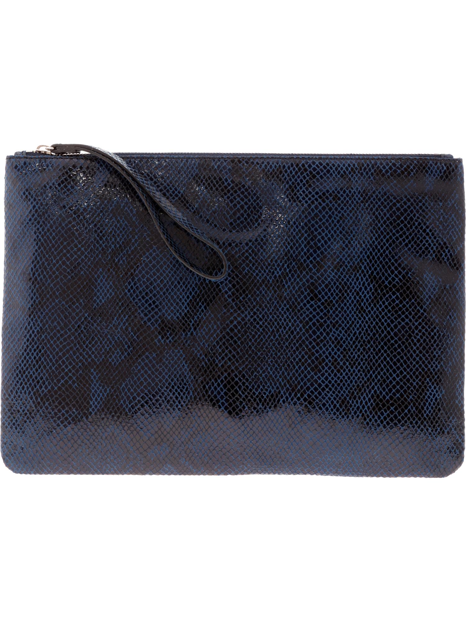 Python Embossed Oversized Clutch