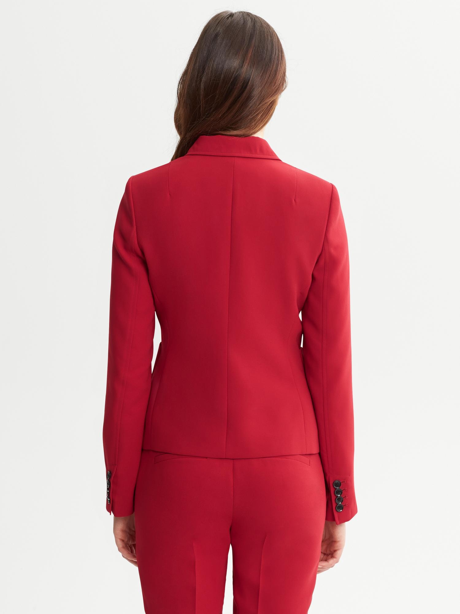 Red Crepe Two-Button Blazer
