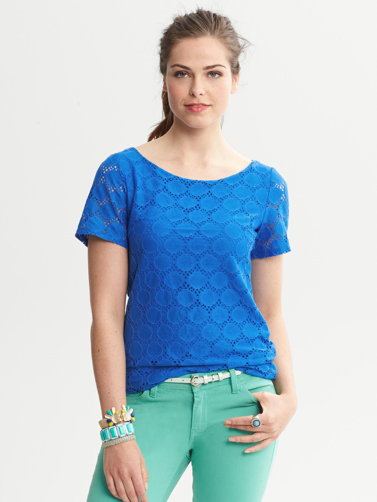 Dot Lace Short-Sleeve Top