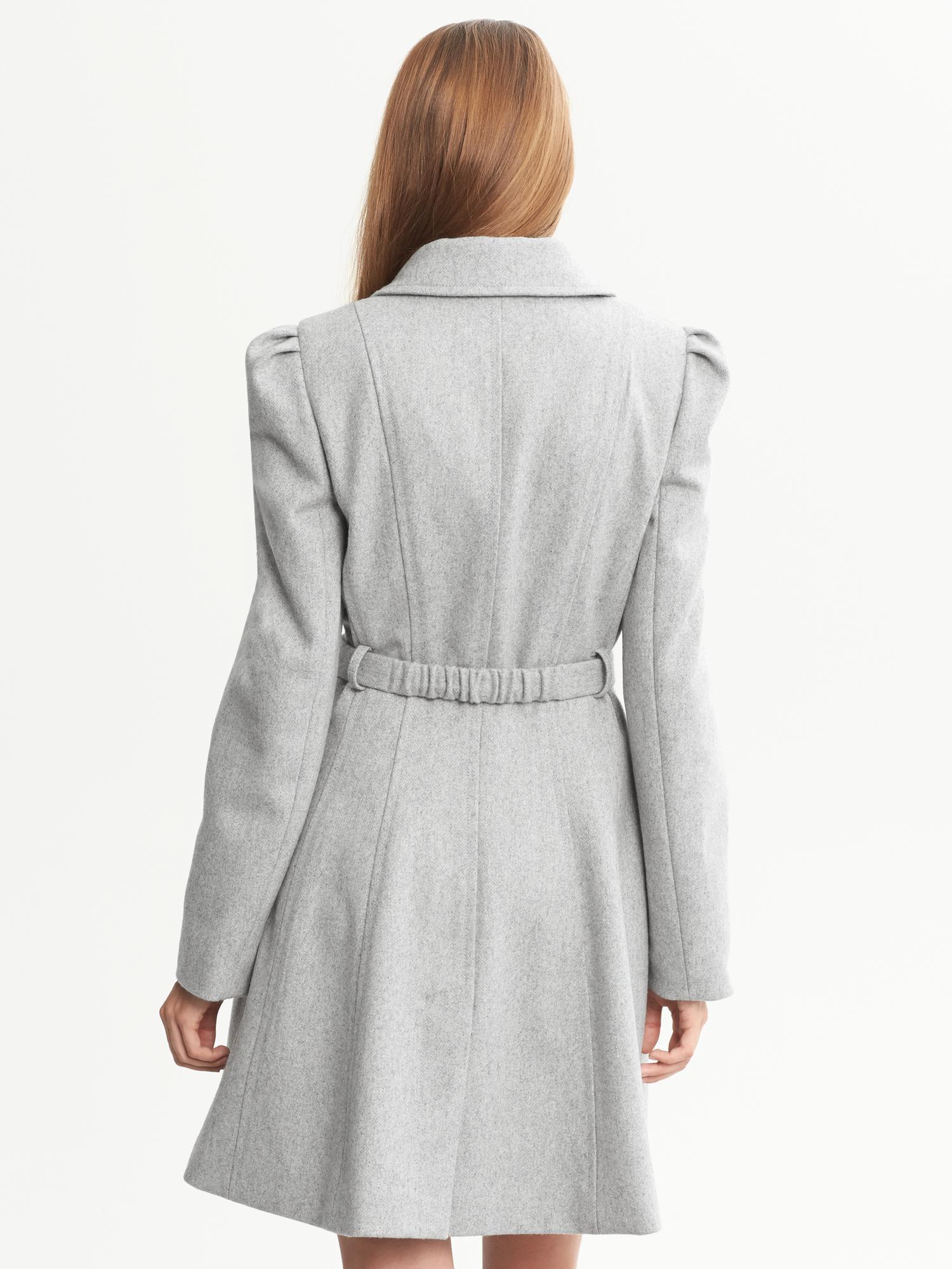 Grey Fit-and-Flare Bow Coat
