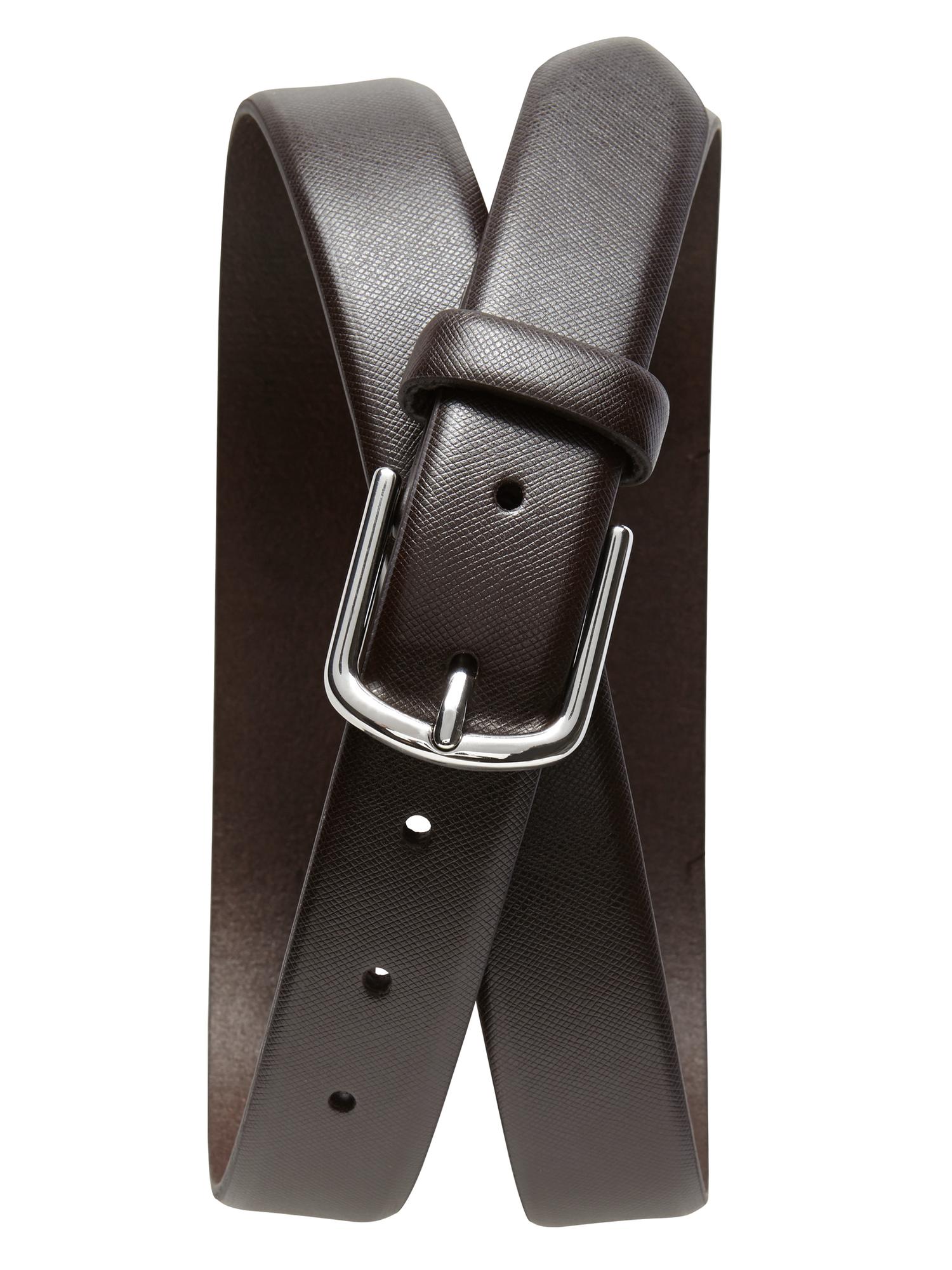 Saffiano narrow leather  belt