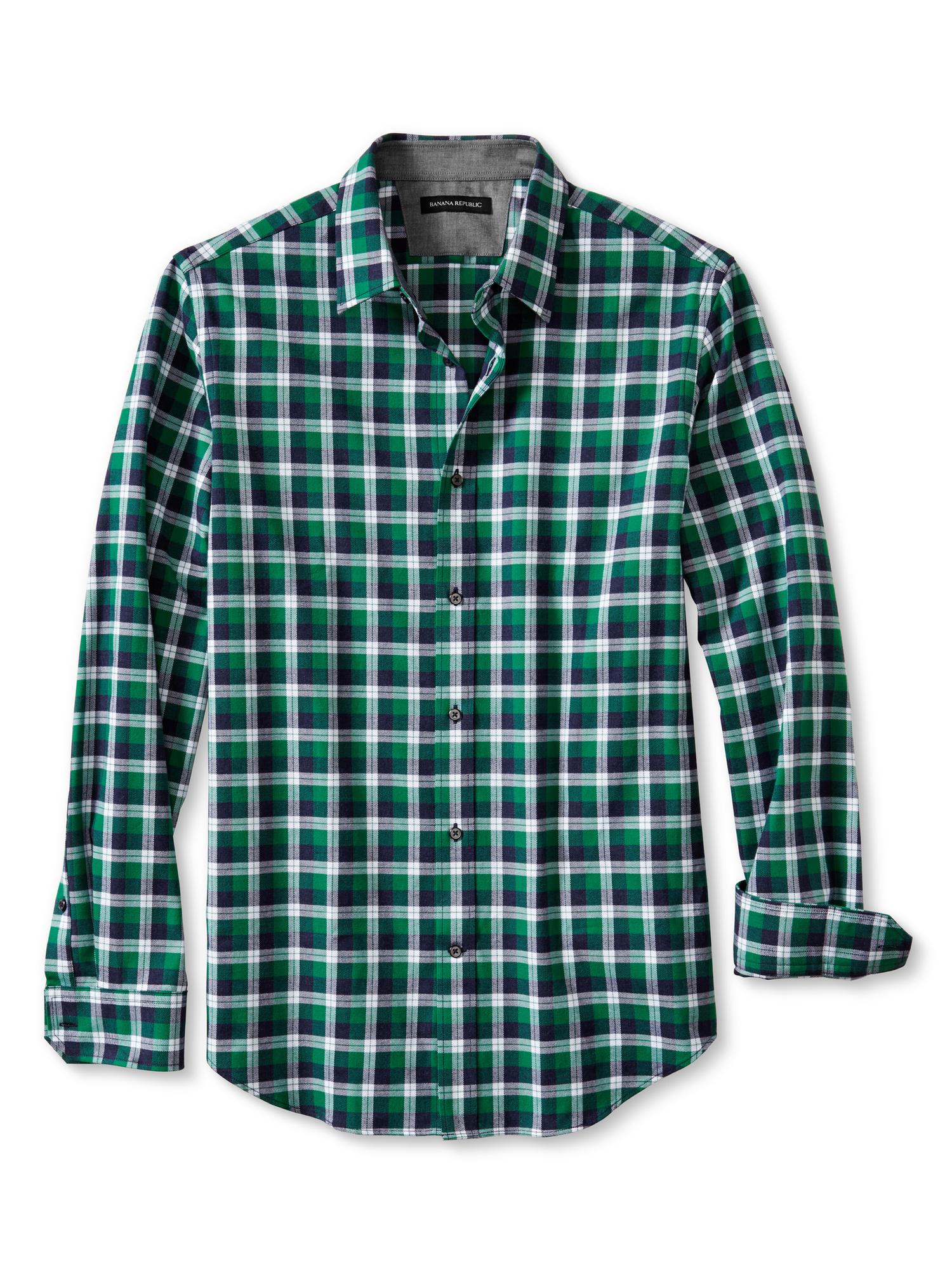 Slim-Fit Checkered Luxe-Brushed Twill Shirt