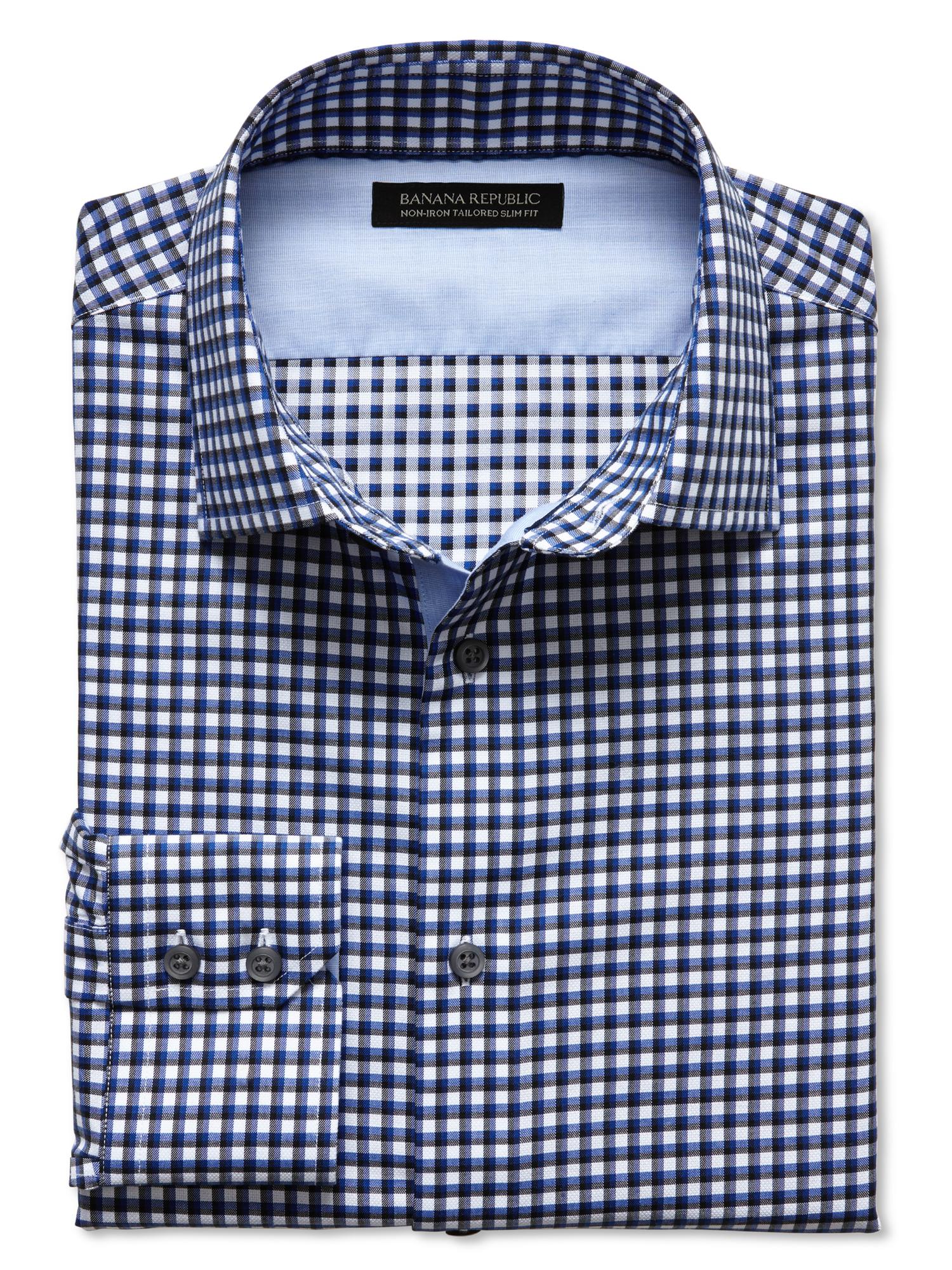 Tailored Slim-Fit Non-Iron Two-Tone Gingham Shirt