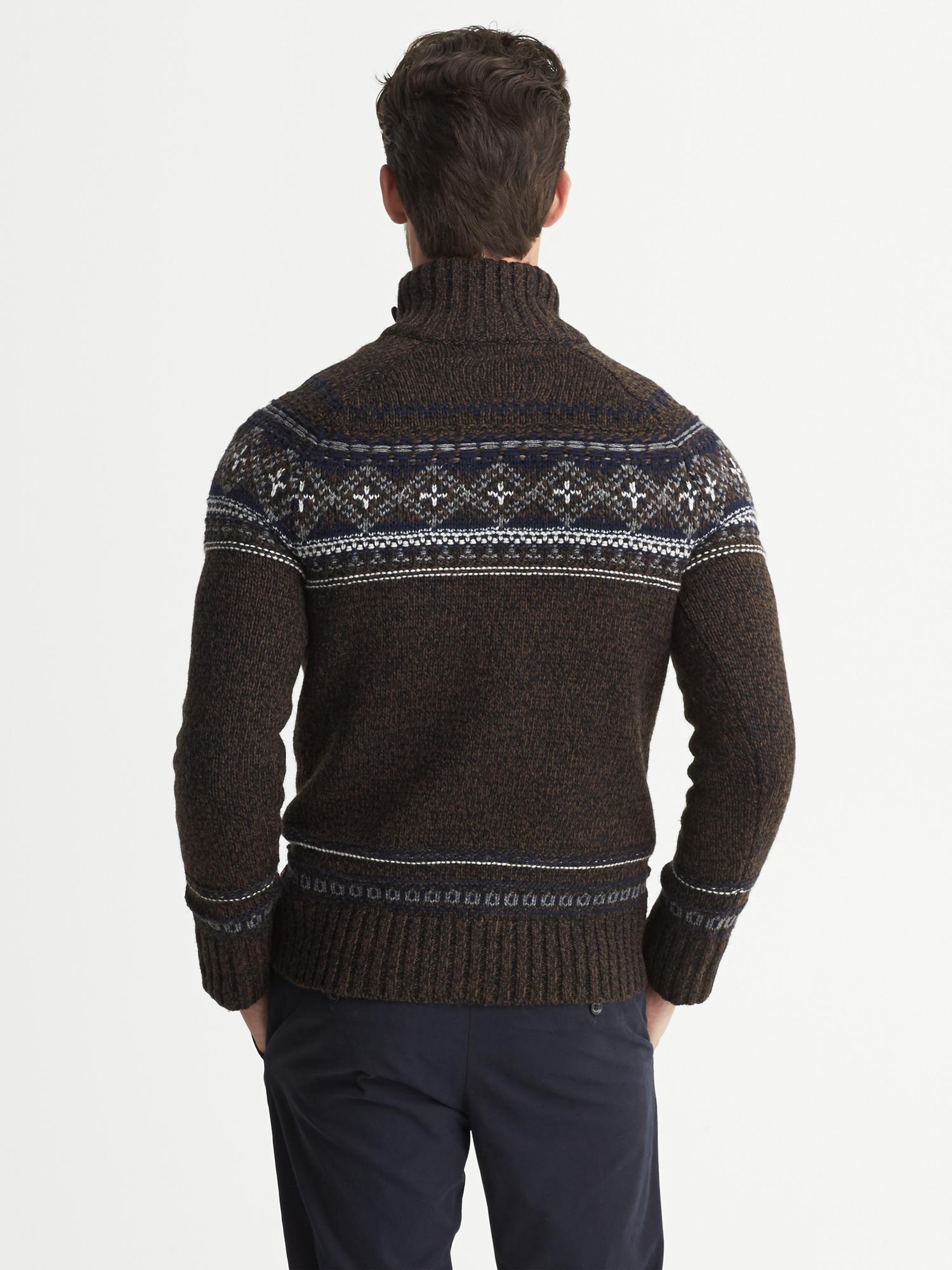 Heritage Jacquard Button Mock Pullover