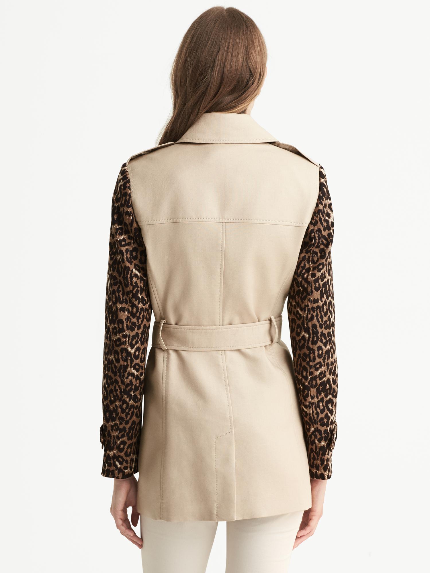 Belted Cheetah-Sleeve Trench