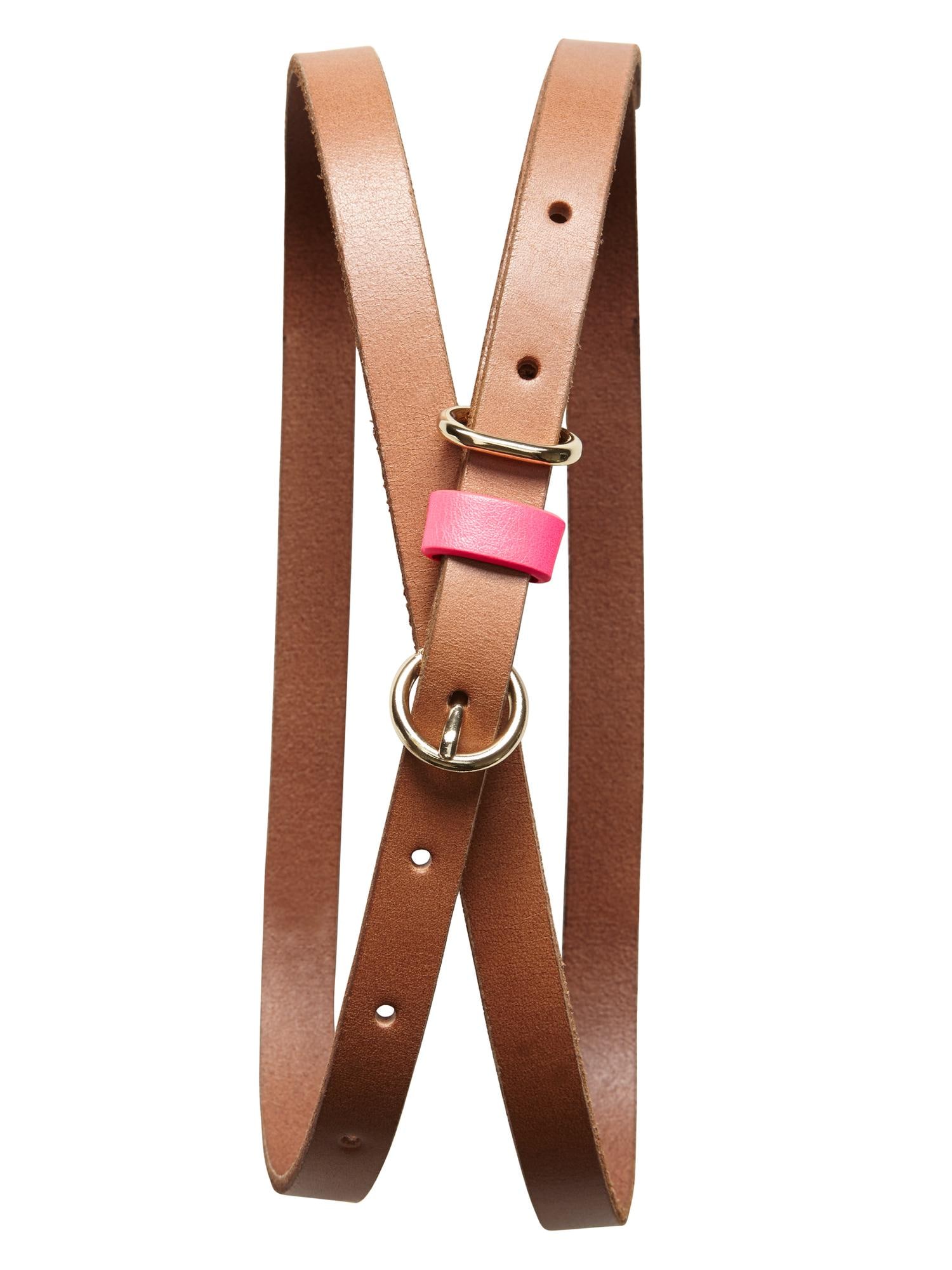Leather-Tab Skinny Belt