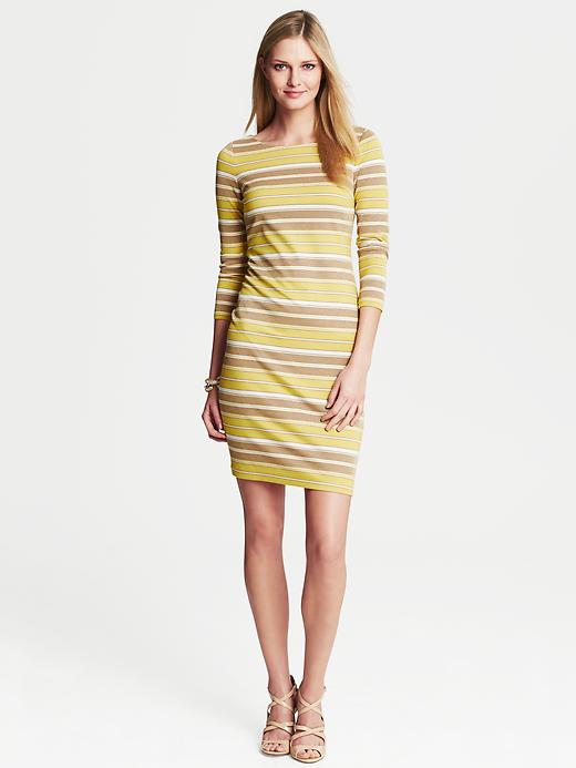 Banana Republic Striped Ponte Dress - Citron green