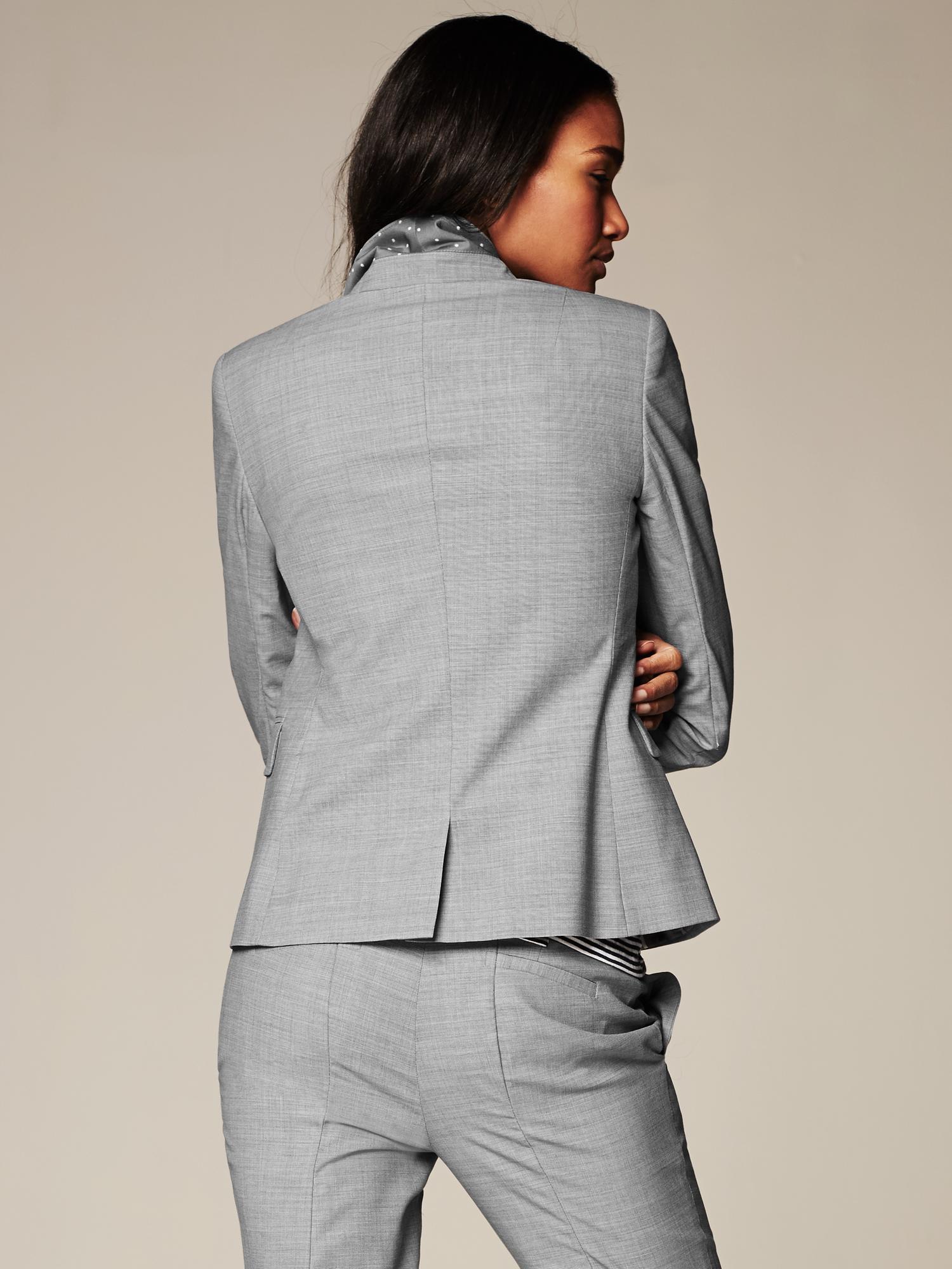 Grey Lightweight Wool Two-Button Blazer