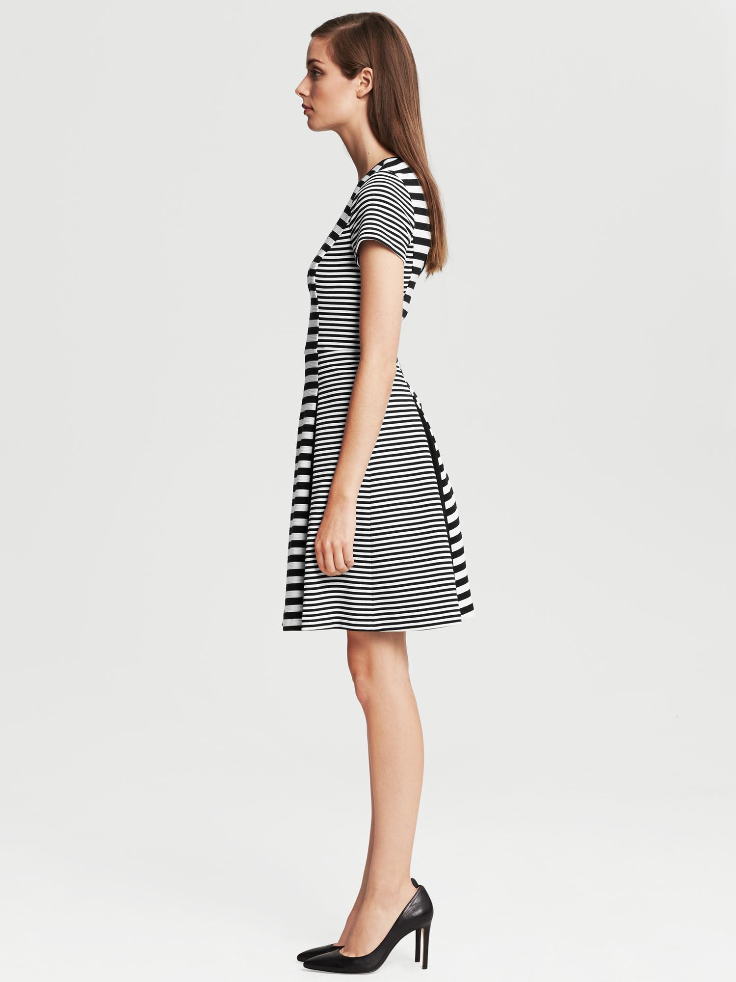 Mixed-Stripe Fit-and-Flare Dress