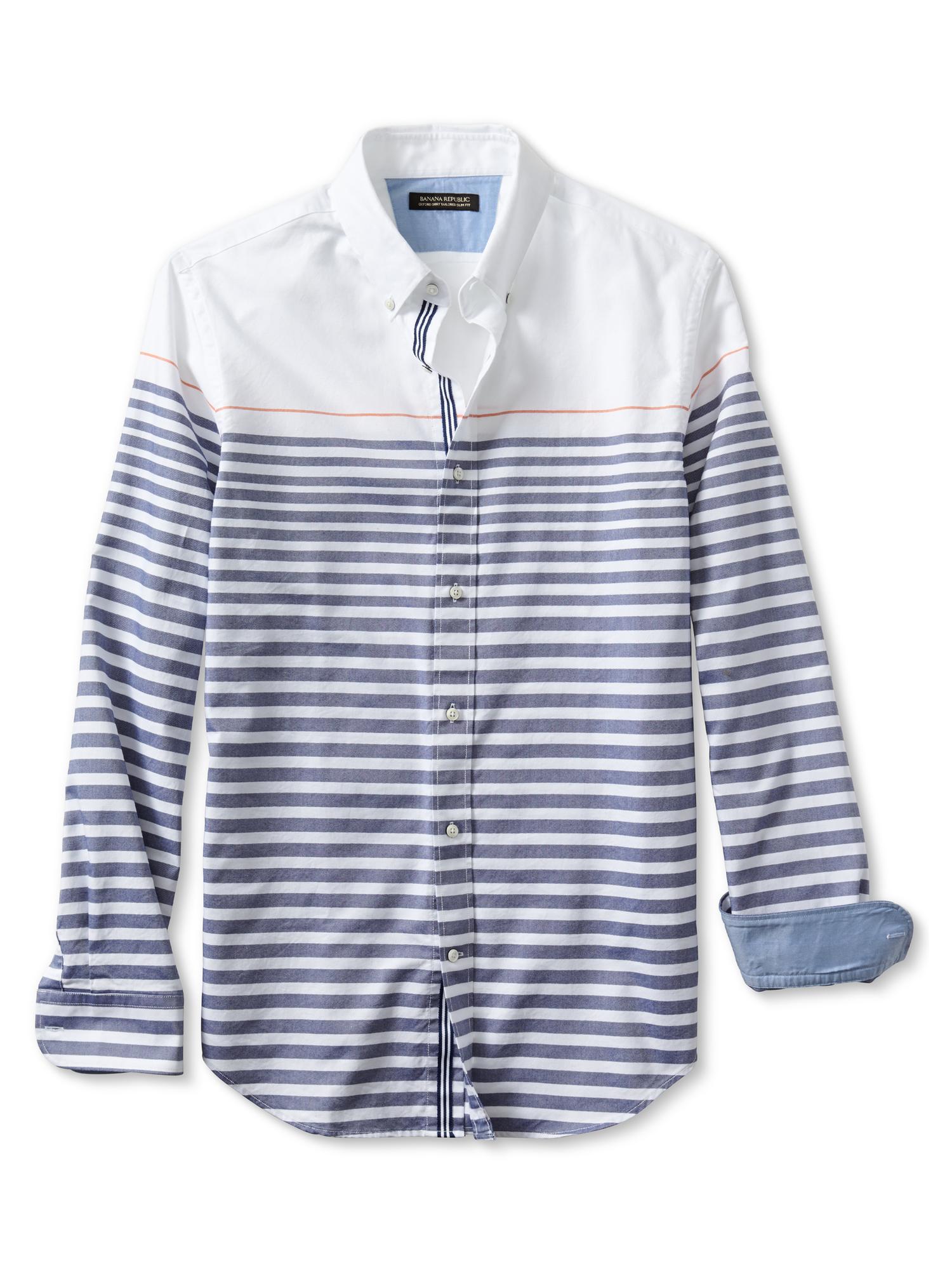Tailored Slim-Fit Striped Oxford Shirt