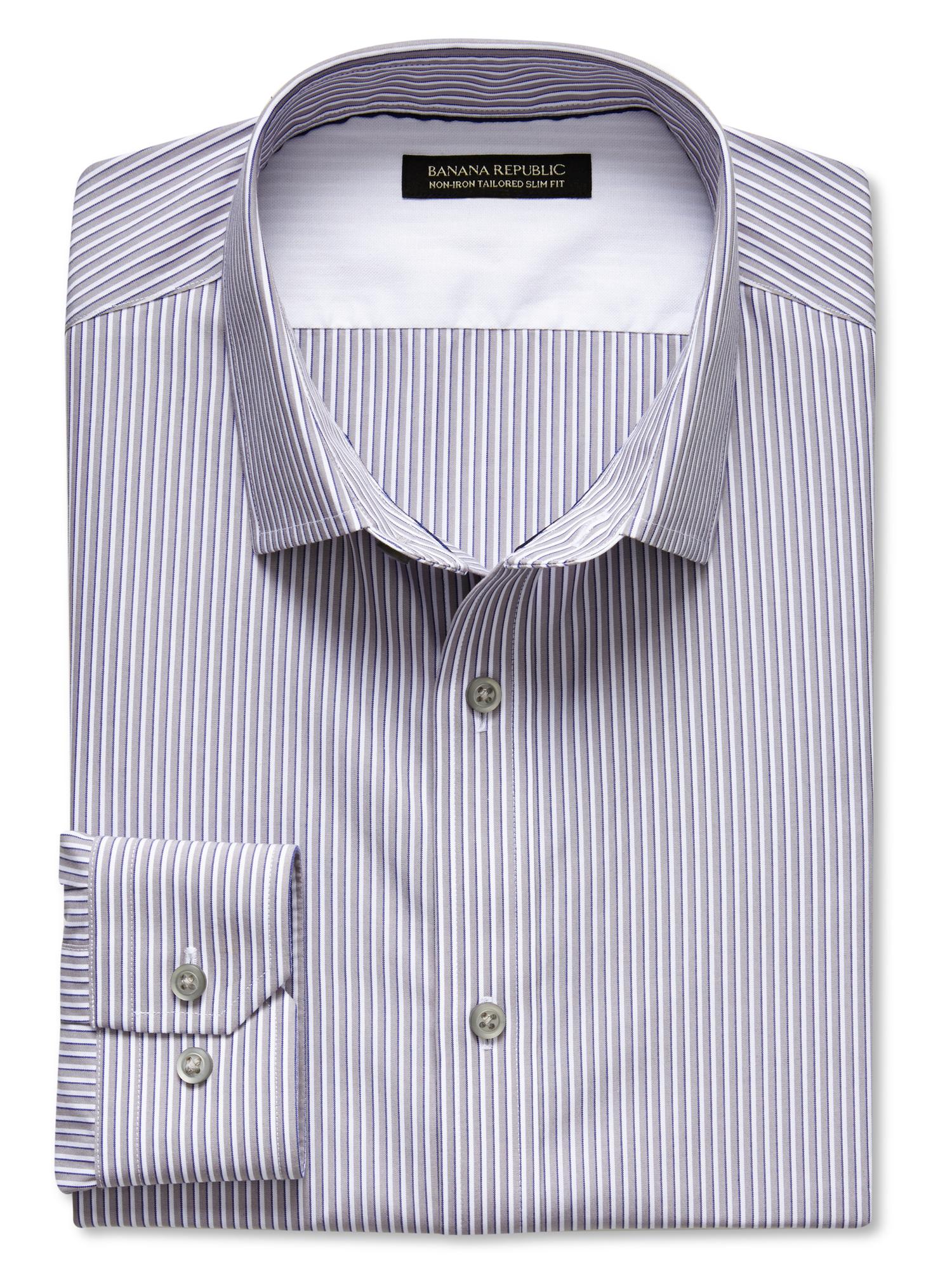 Tailored Slim-Fit Non-Iron Border-Stripe Shirt