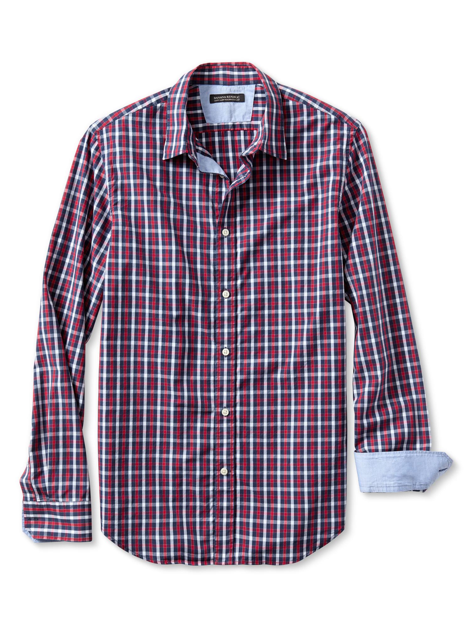Tailored Slim-Fit Soft-Wash Multi-Plaid Shirt