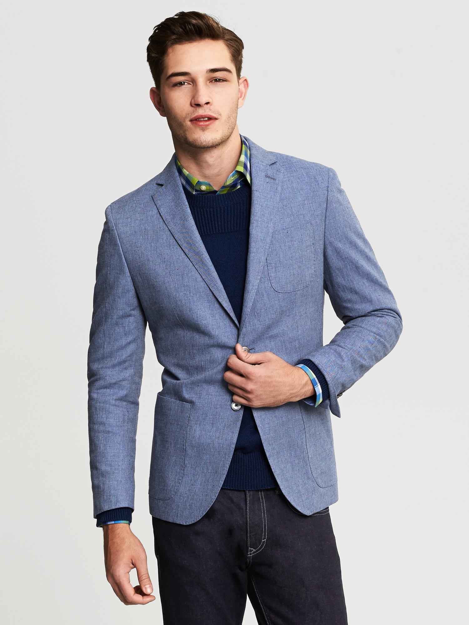 Tailored-Fit Chambray Blazer