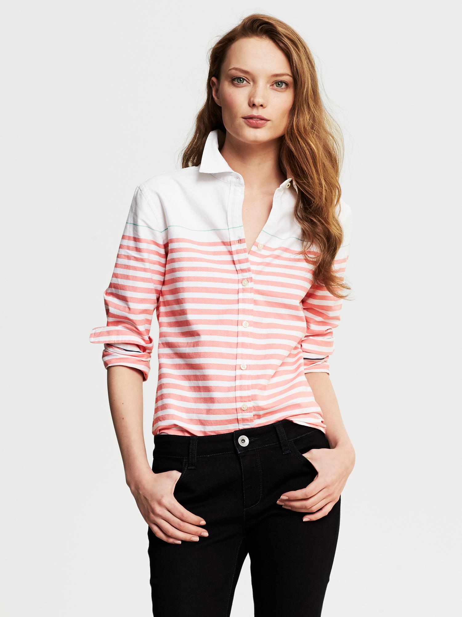 Horizontal Stripe Oxford Shirt