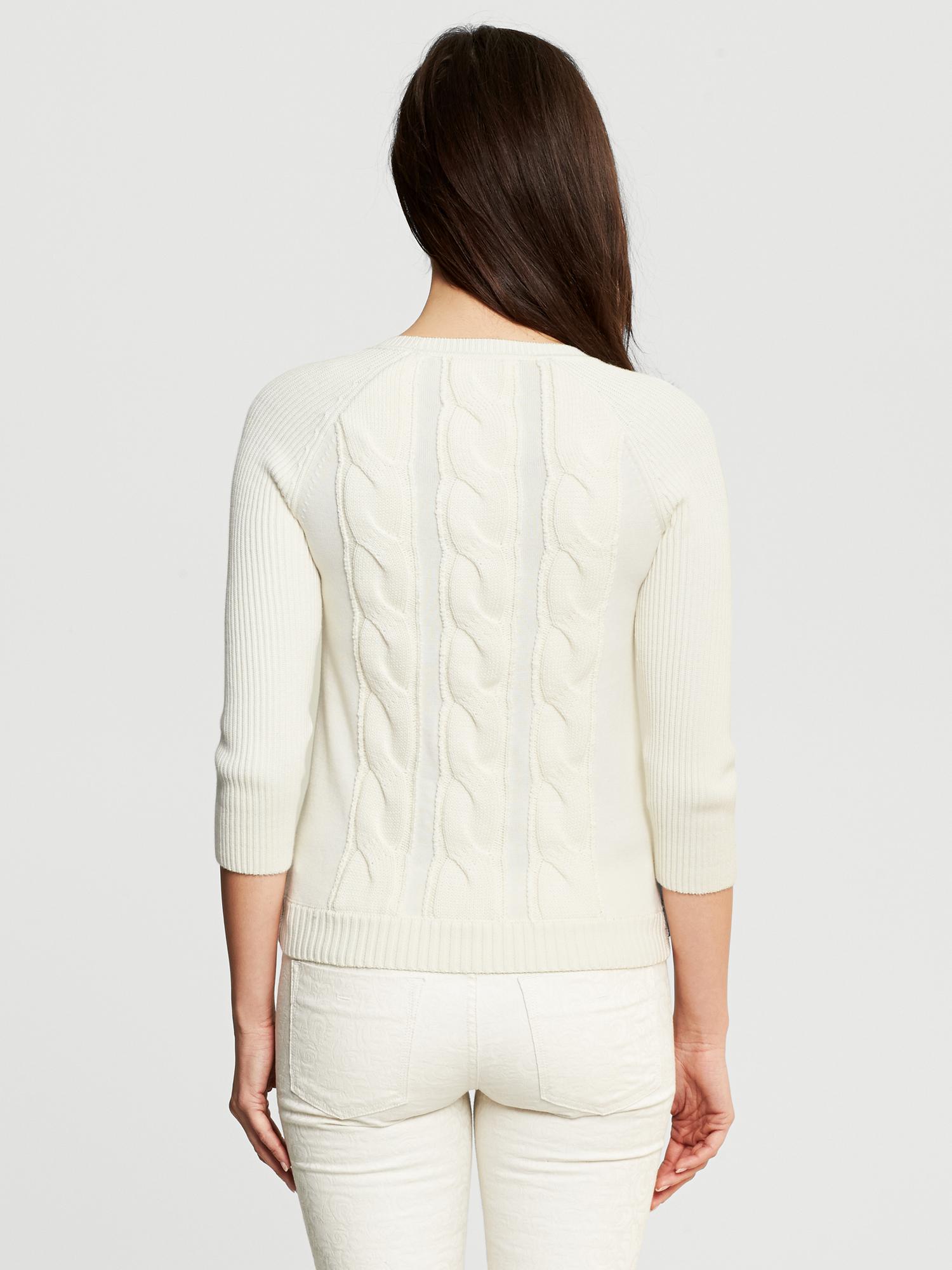 Cable-Knit Three-Quarter Sleeve Pullover