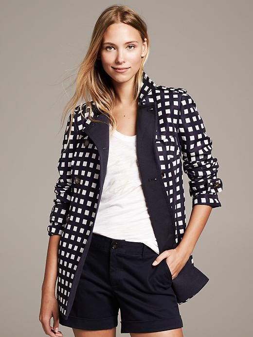 Banana Republic Gingham Trench - Preppy navy