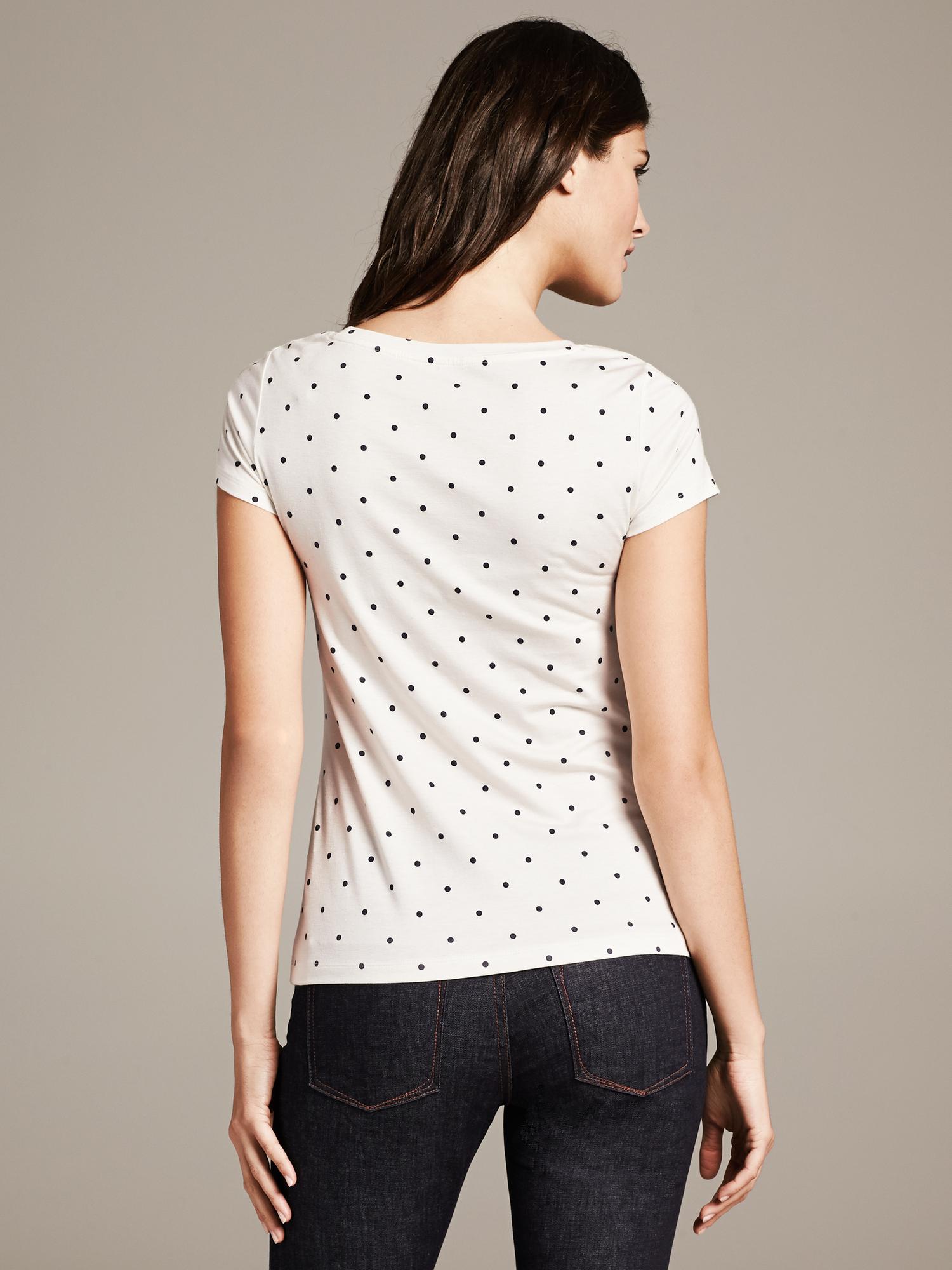 Luxe-Touch Dot Print White Tee