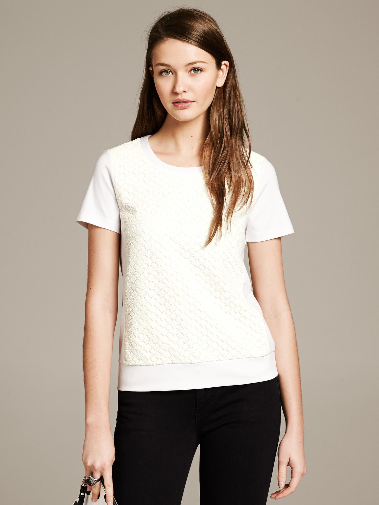 Lace-Front Ponte Top