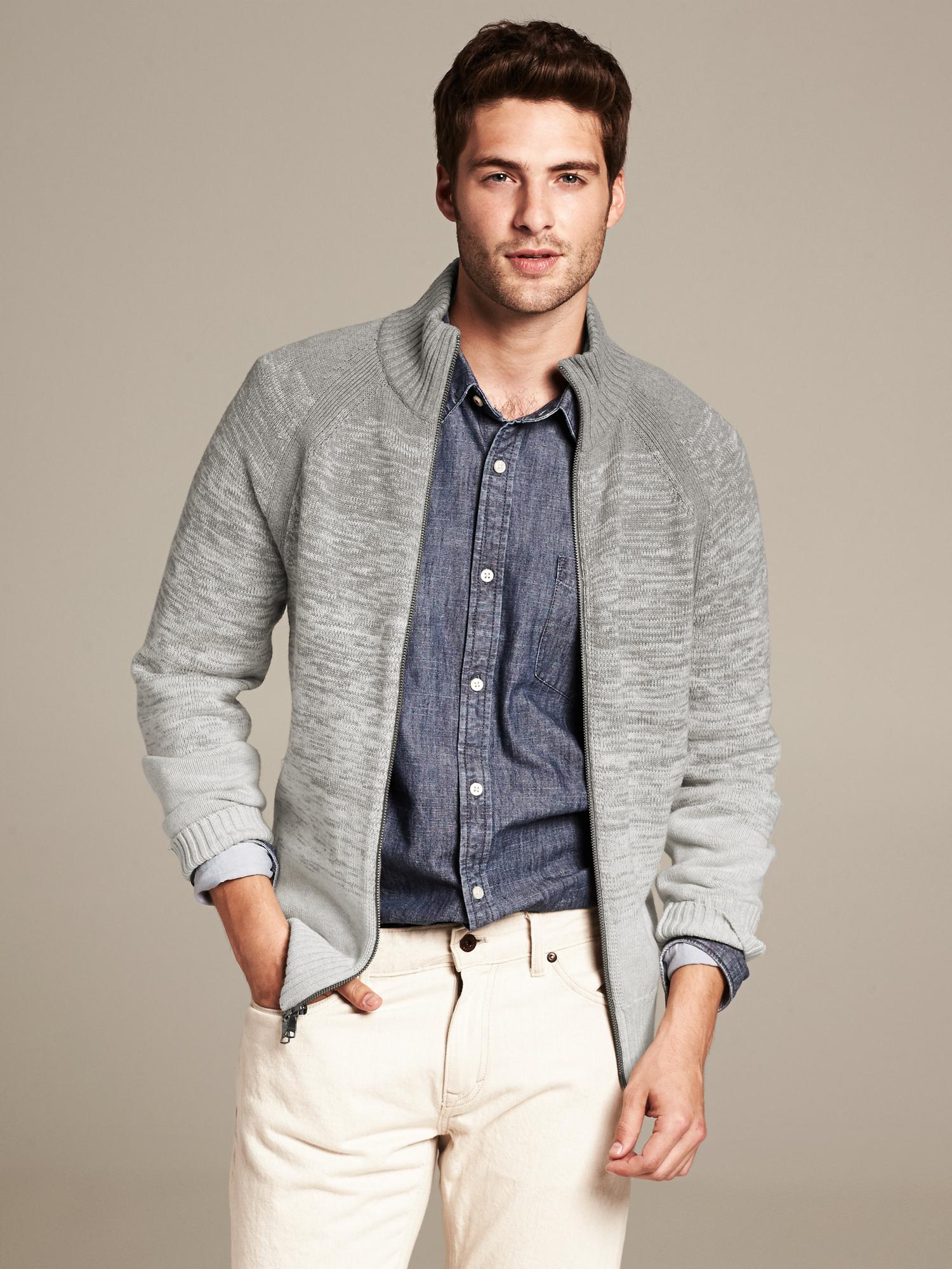 Ombre Full-Zip Sweater Jacket