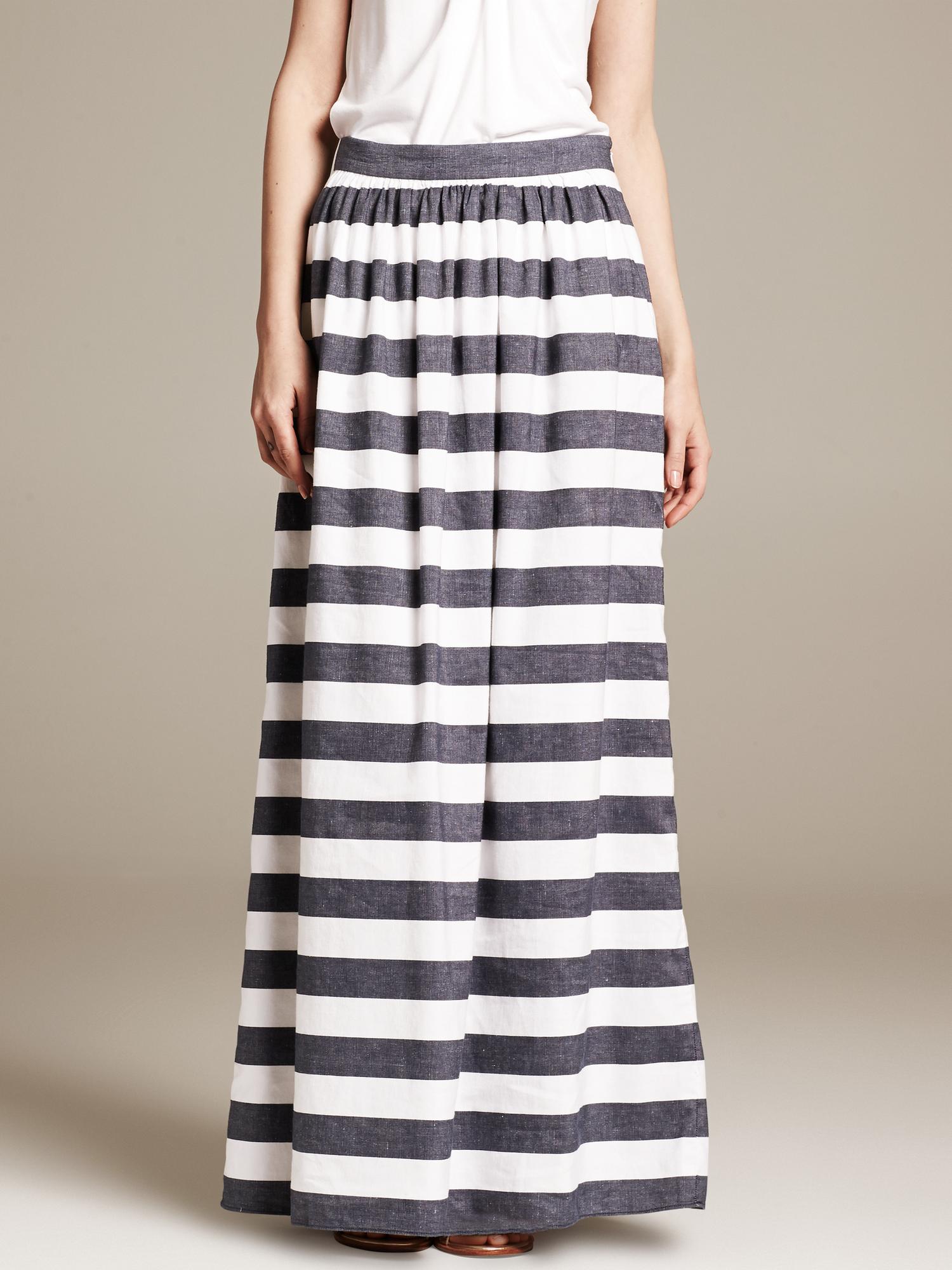 Striped Cotton/Linen Patio Skirt