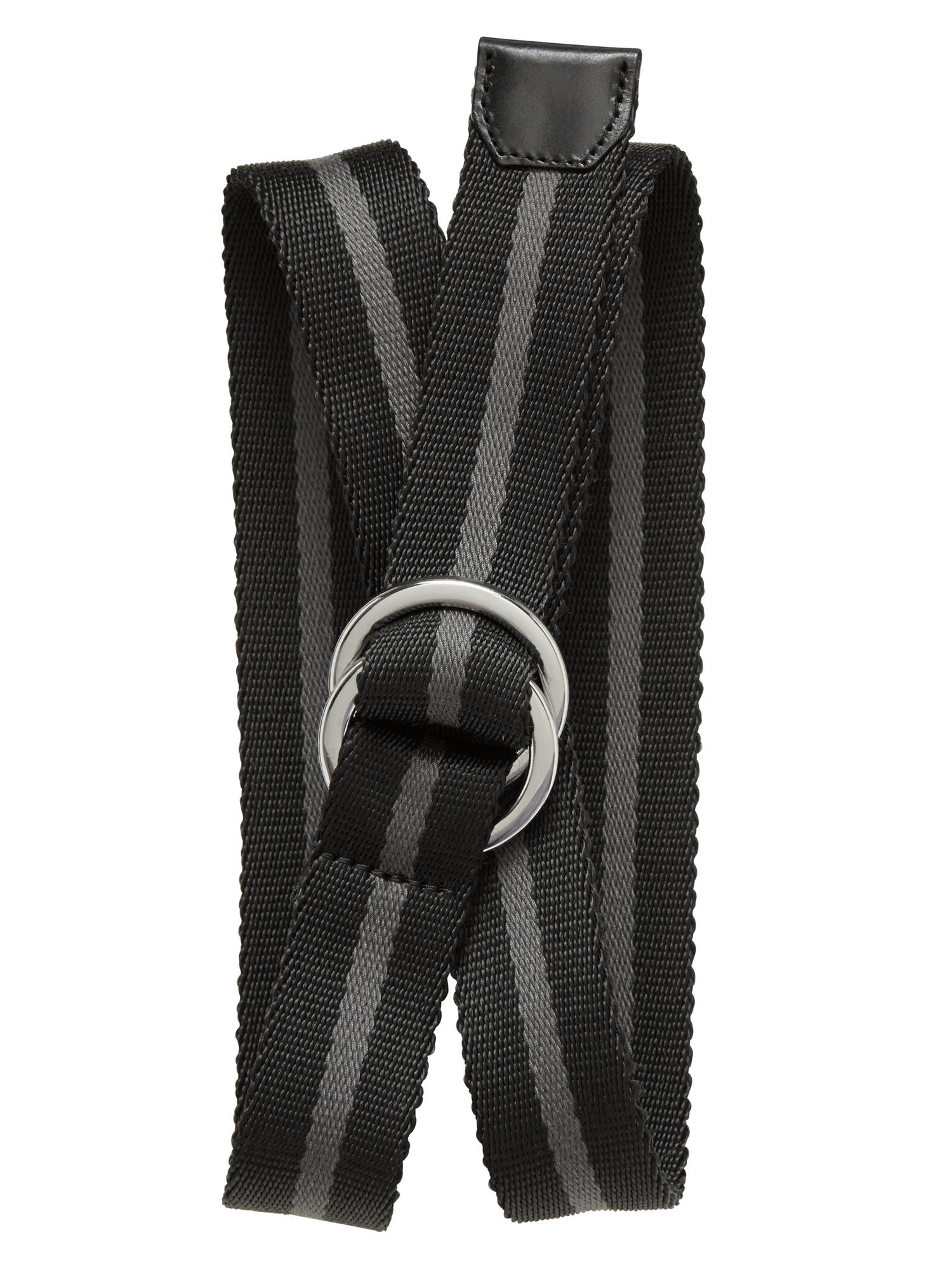 Striped Web D-Ring Belt