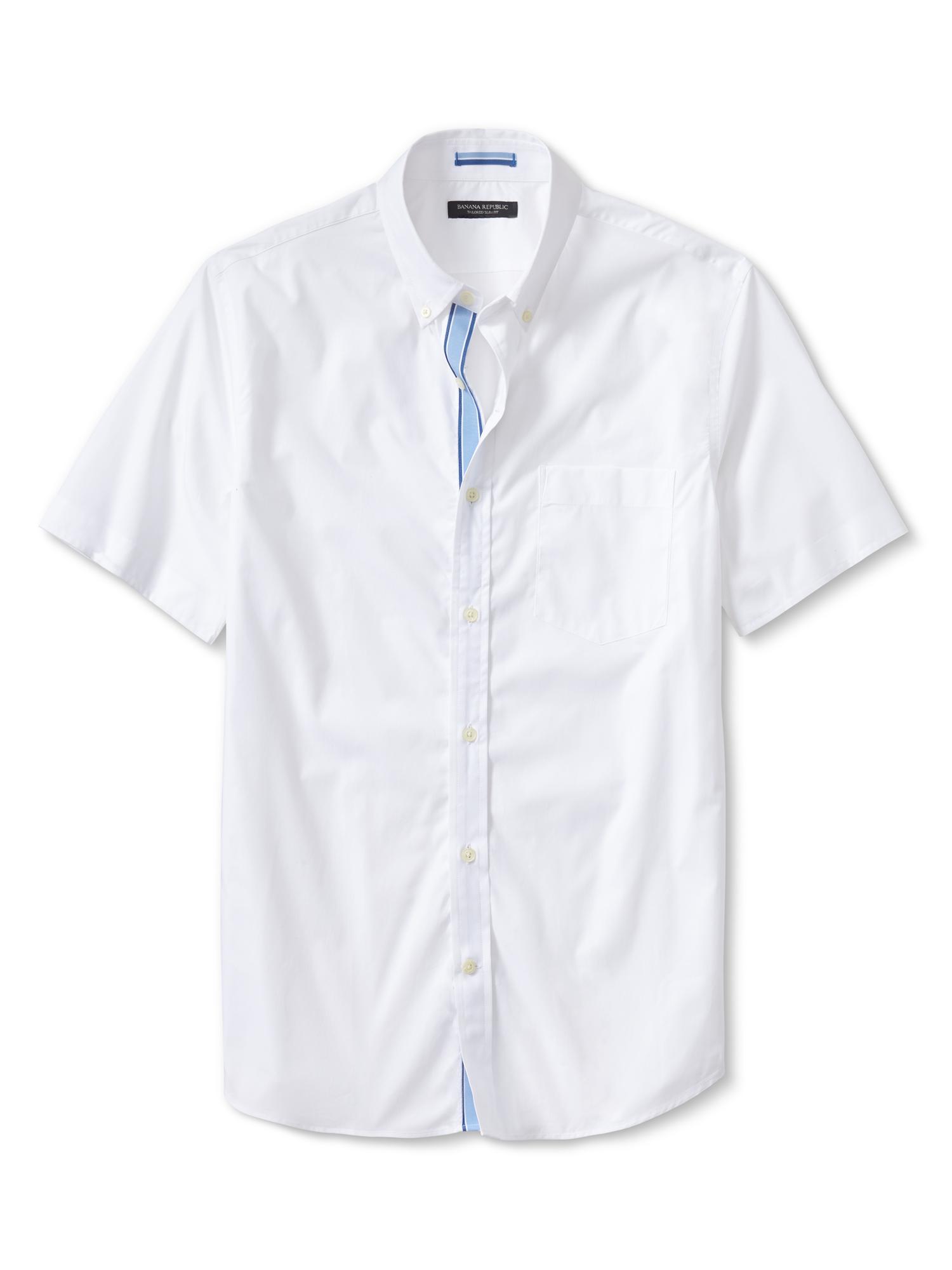 Tailored Slim-Fit Button-Down Short-Sleeve Shirt