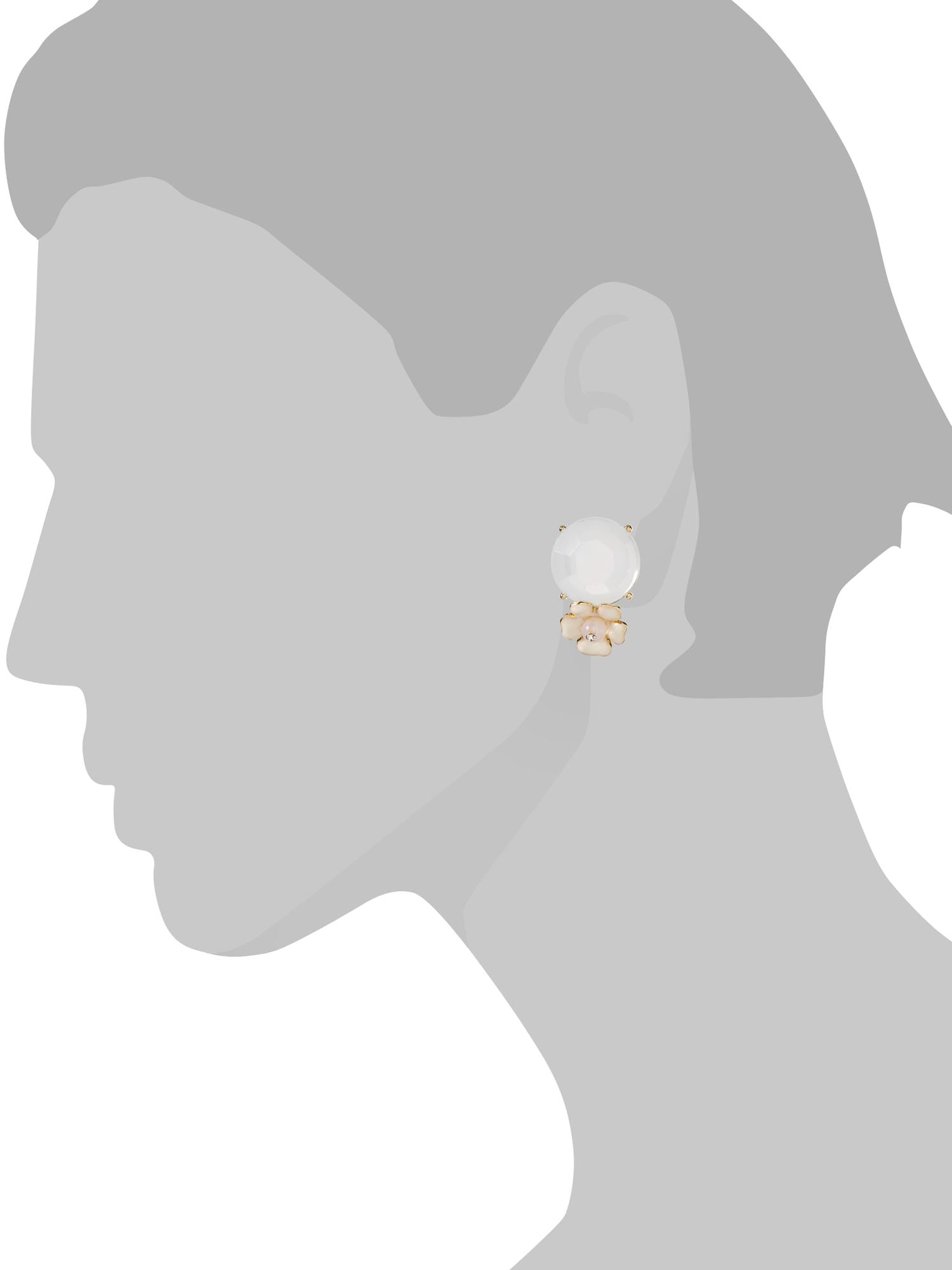 White Floral Stud Earring