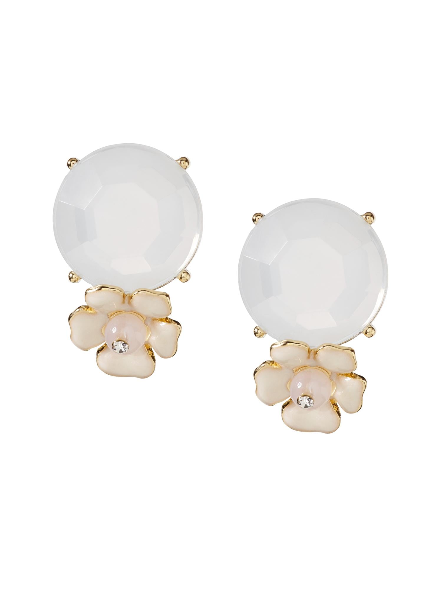 White Floral Stud Earring