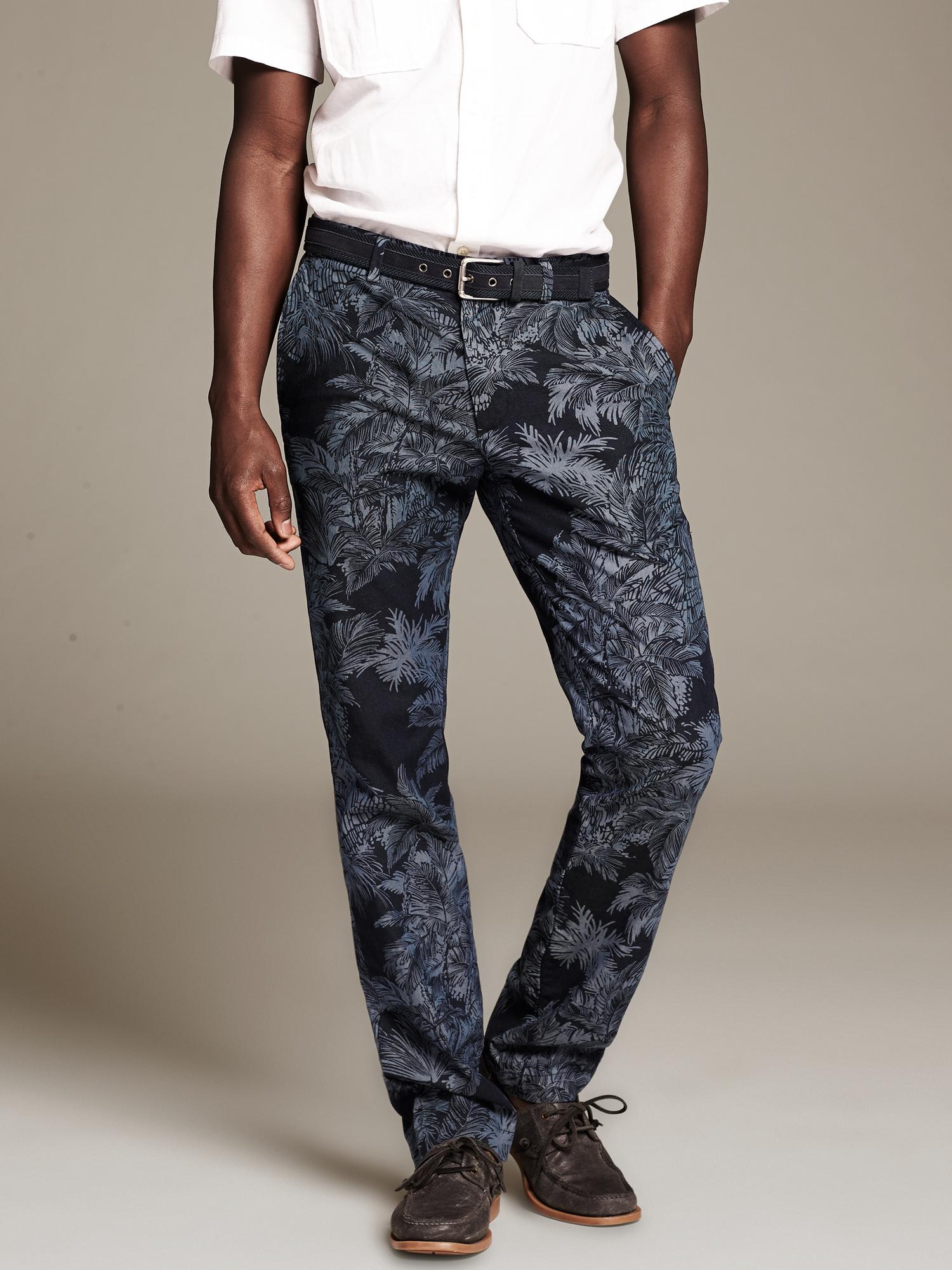 Aiden Slim-Fit Printed Blue Chino