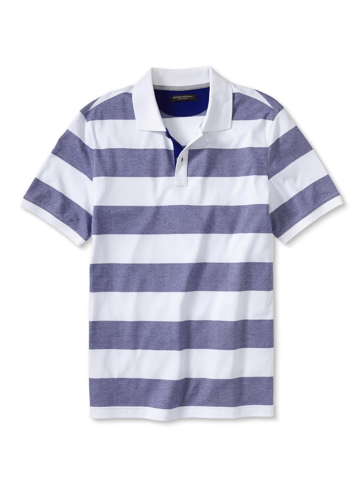 Luxe-Touch Vertical Rugby-Stripe Polo