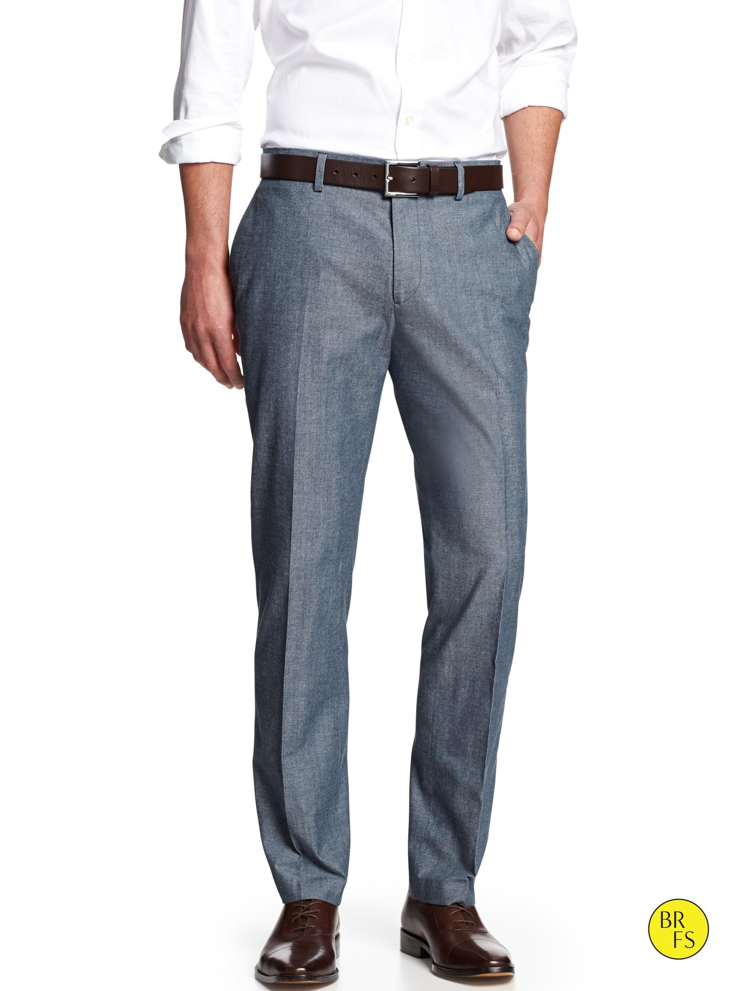 Factory Tailored Slim-Fit Chambray Trouser