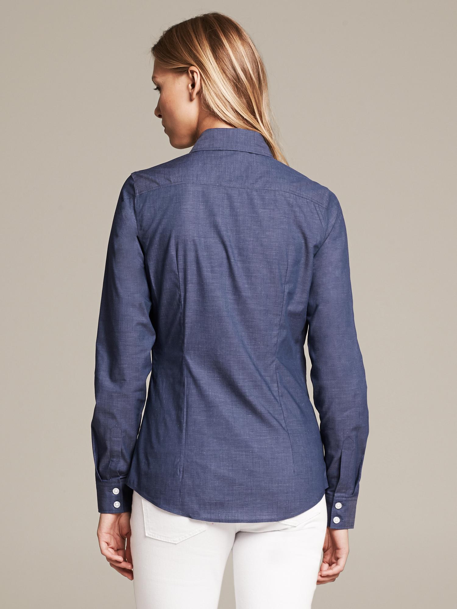 Fitted Non-Iron Chambray Shirt
