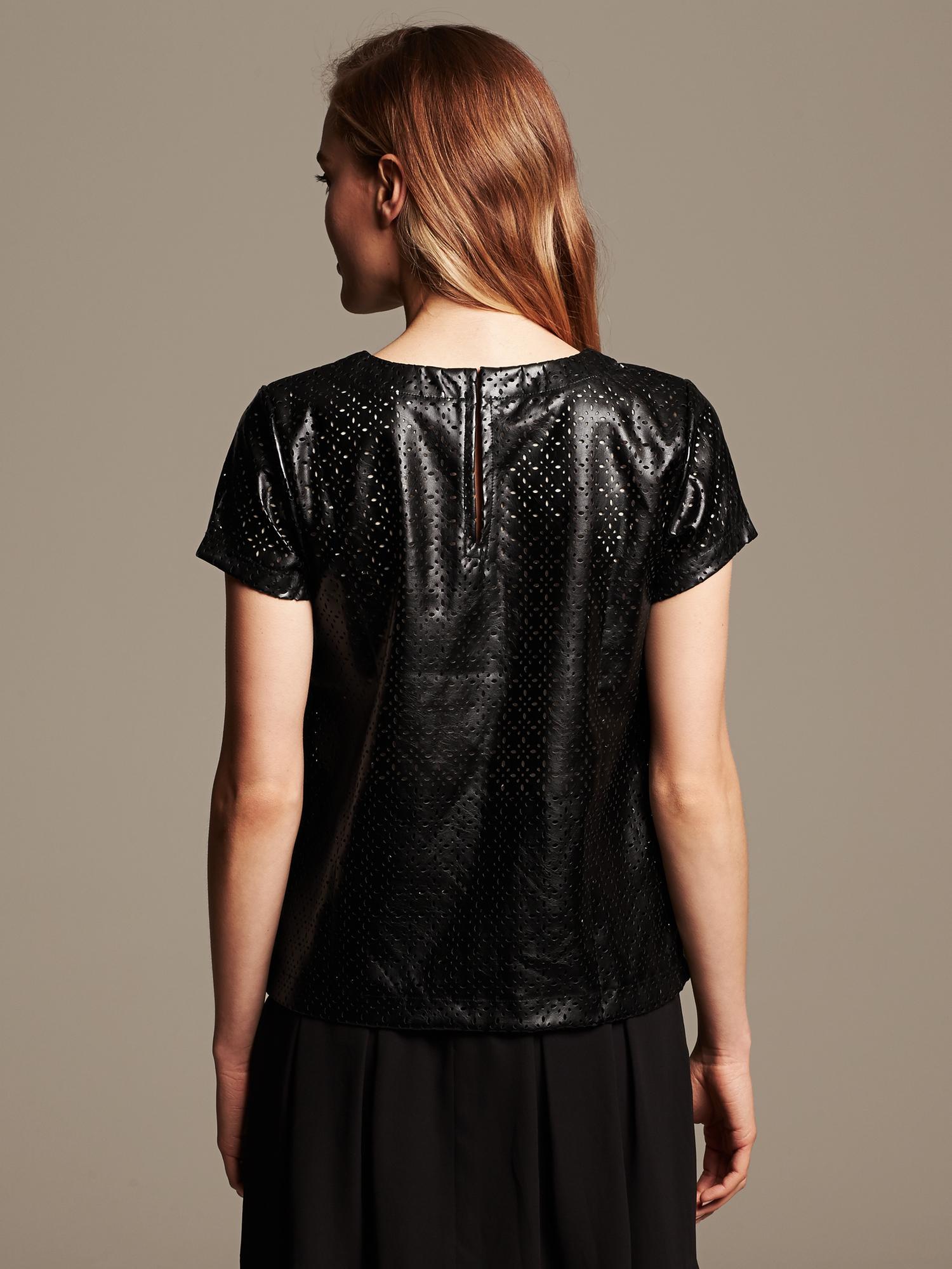 Perforated Faux-Leather Top