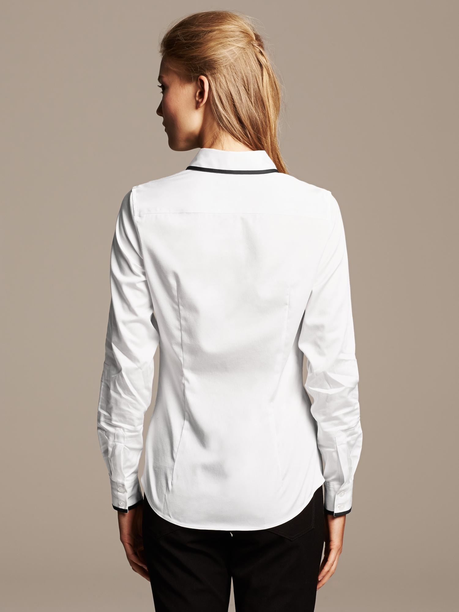 Fitted Non-Iron Framed Sateen Shirt