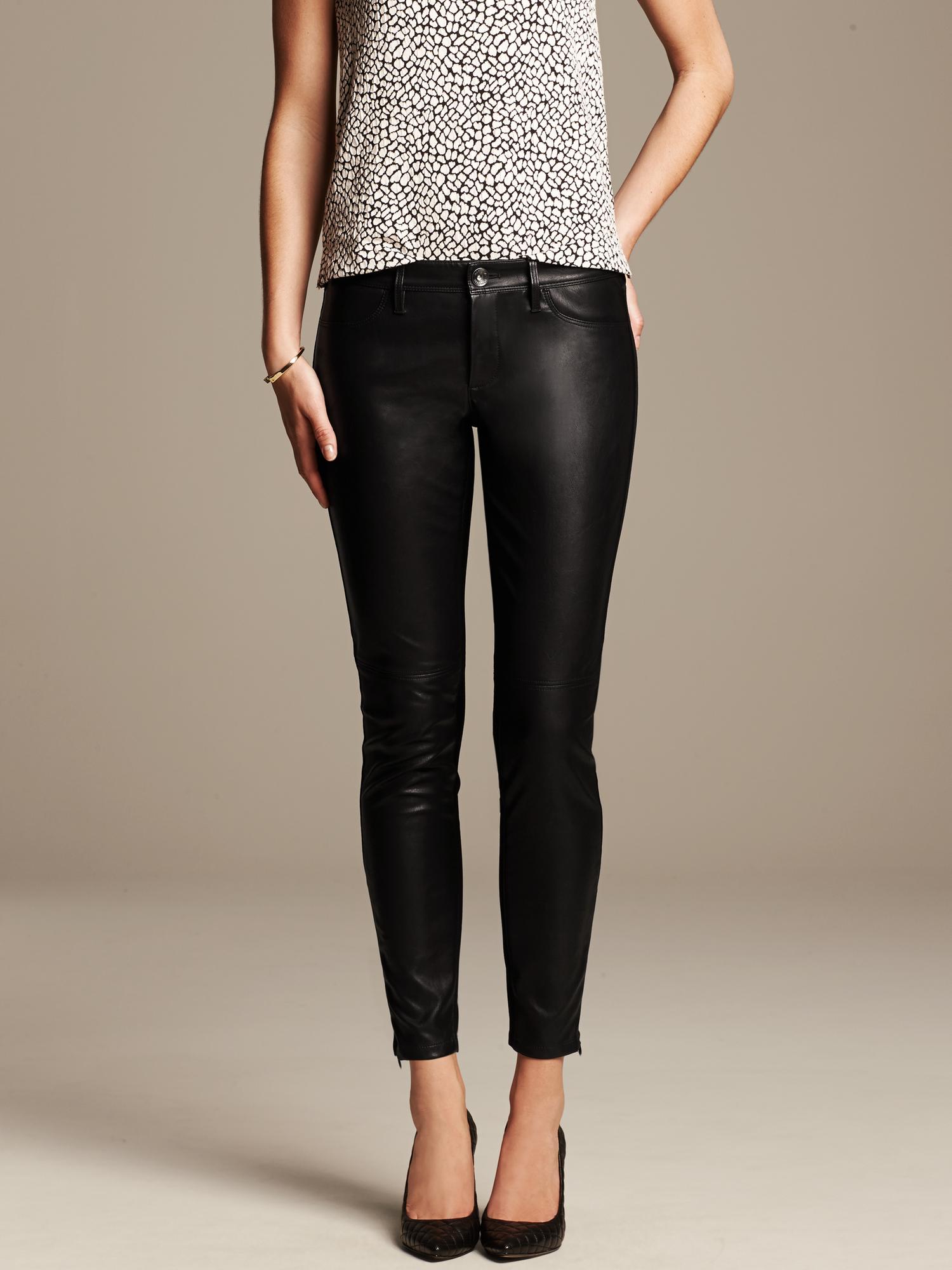 Sloan-Fit Faux-Leather Ankle Pant