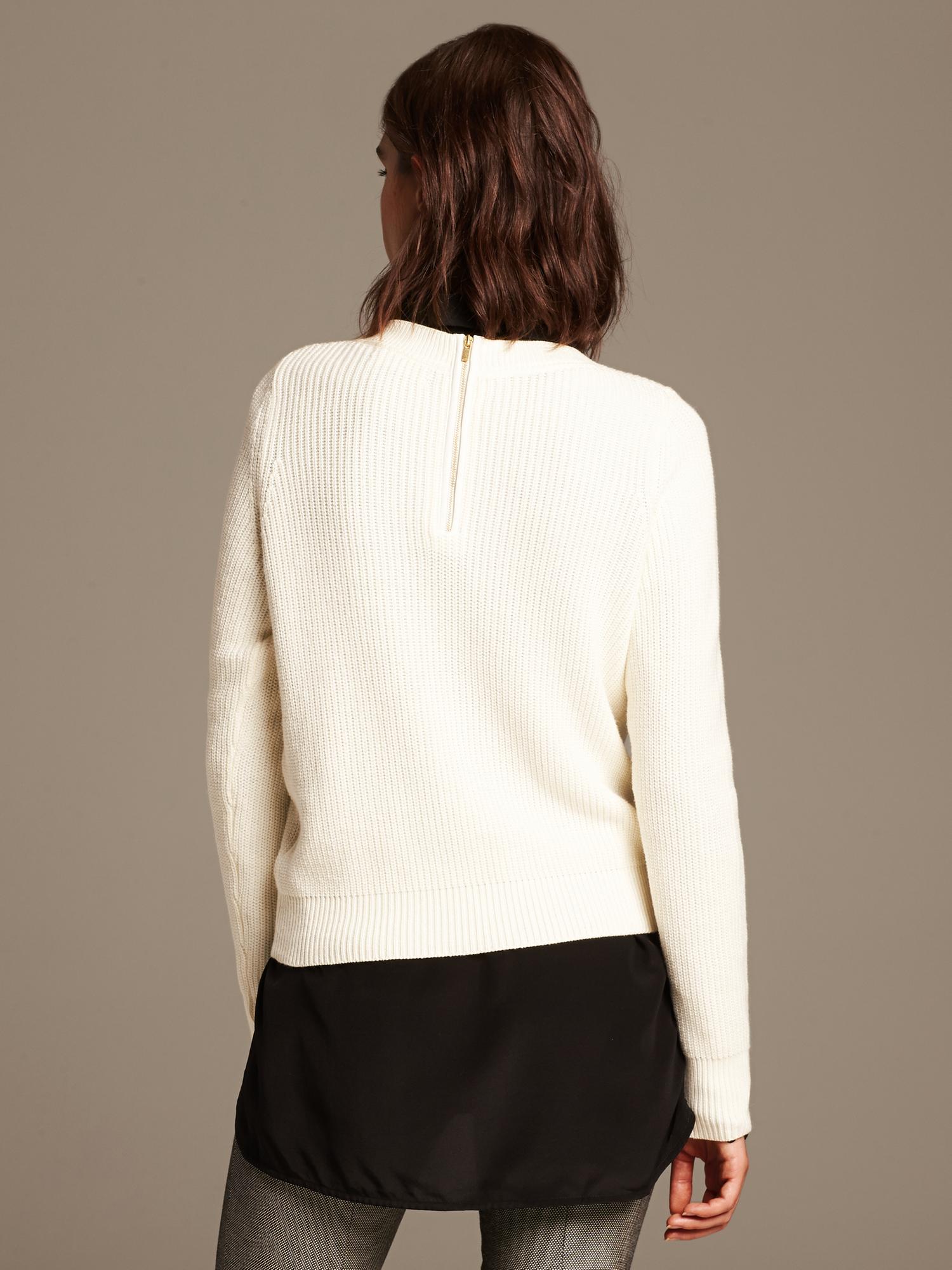 Cropped Ribbed Zip-Back Pullover
