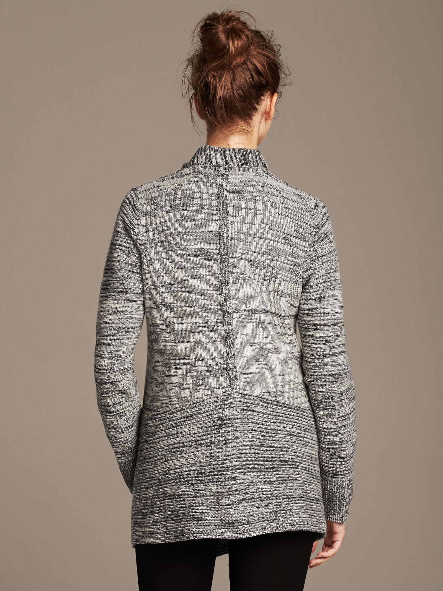 Textured Extra-Fine Merino Wool Open Cardigan