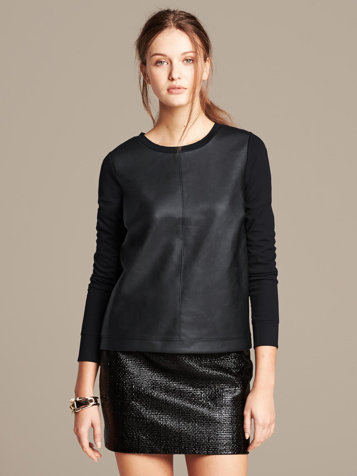 Faux-Leather Pullover